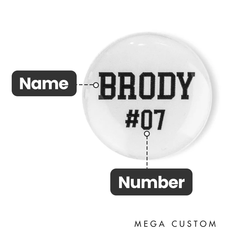 Personalized Baseball Team Pin Badge with Custom Name and Number  