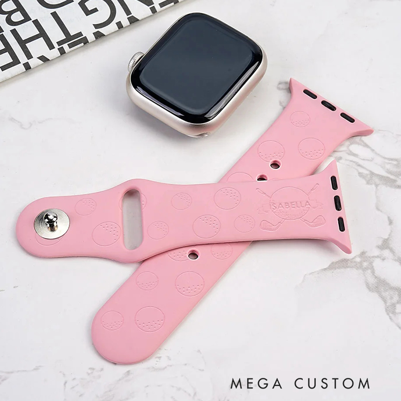 Personalized Golf Themed Silicone Watch Band with Custom Name