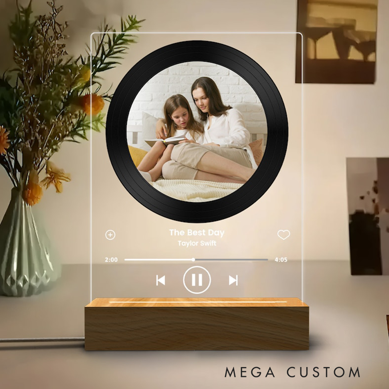 Personalized Music Photo Name Night Light Custom Photo Music Plaque Personalized Song Acrylic Plaque Bedroom Decor