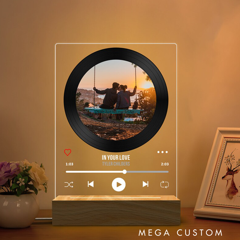 Personalized Picture Acrylic Song Plaque Custom Music Album Cover LED Night Light