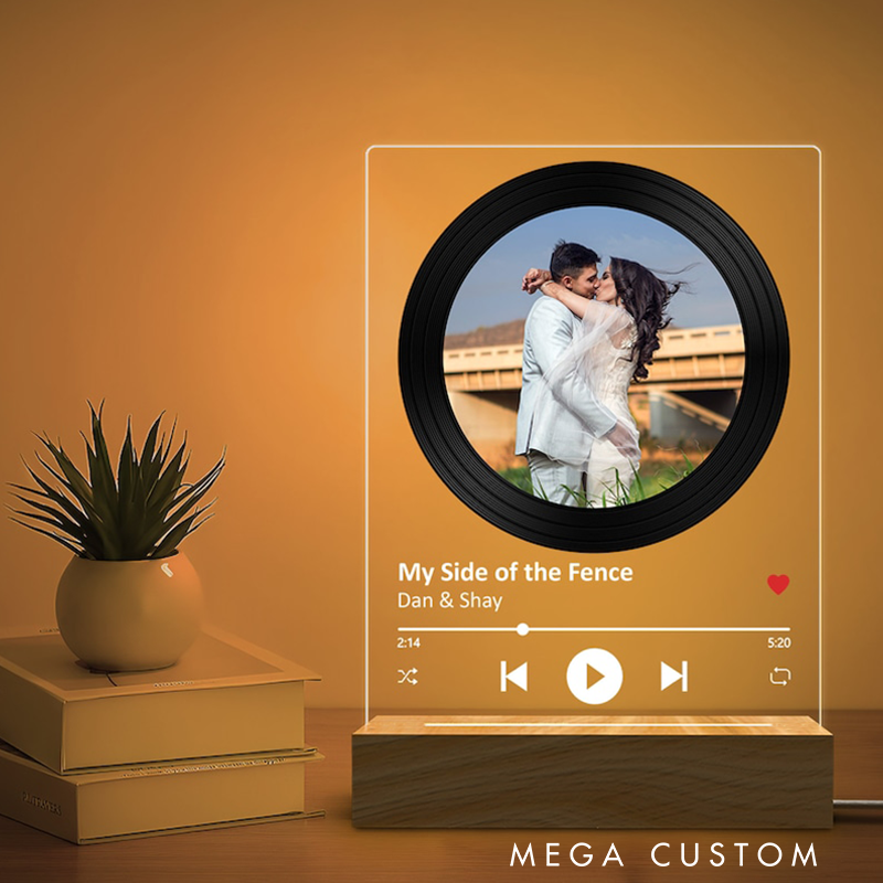 Personalized Music LED Night Light Photo Night Light Music Photo Plaque Engagement Gift