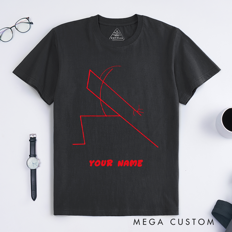 Personalized Abstract Geometric Figure Dance Unisex T-Shirts Custom Name Minimalist Red Line Art Unique Gift for Friends Family Casual Wear