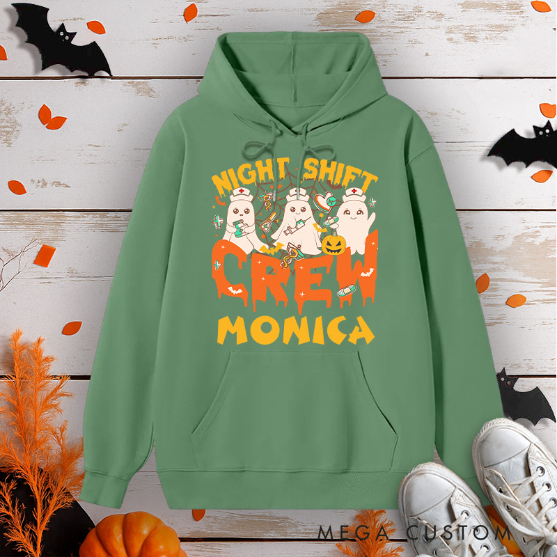 Personalized Hoodies for Nurse Customized Night Shift Crew Design Hoodies Halloween Nurse Hoodie
