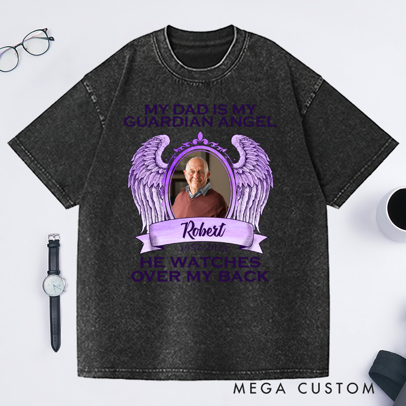 Personalized in loving Memory Washed T-Shirt Rest in Peace Shirt  Heaven Shirt Custom Photo Shirt My XX Is My Guardian Angel Shirt