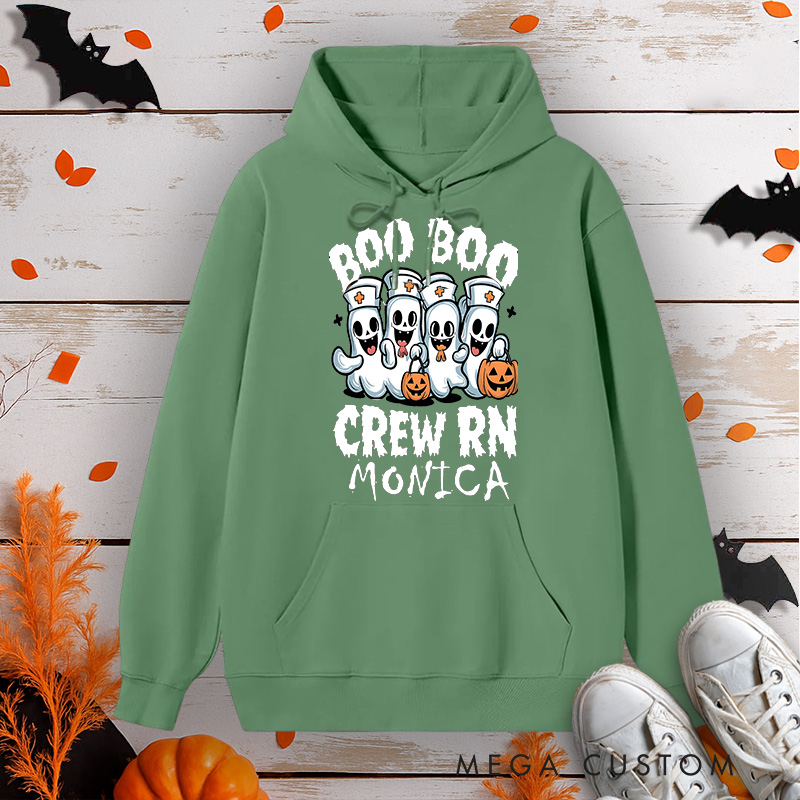 Personalized Hoodies for Nurse Customized Boo Boo Crew RN Design Hoodies Halloween Nurse Hoodie