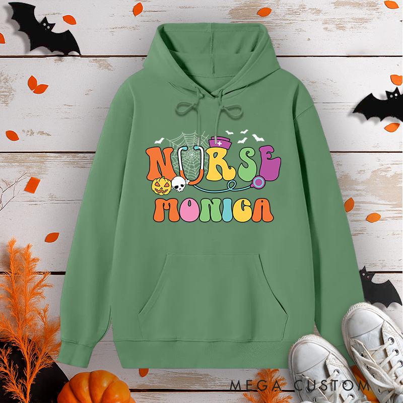 Personalized Hoodies for Nurse Customized Colorful Nurse Design Hoodies Halloween Nurse Hoodie