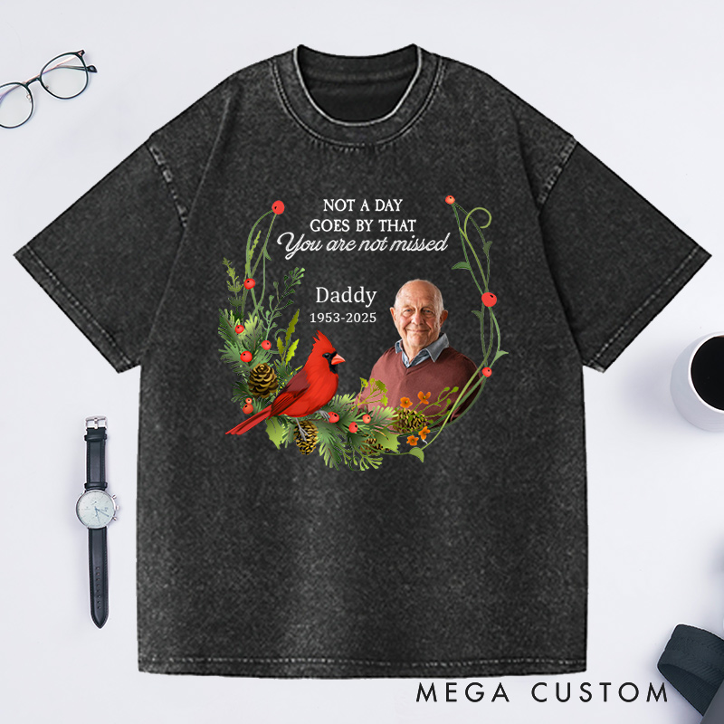Personalized Memorial Washed T-Shirt in Loving Memory Shirt Rest in Peace Shirt Custom Memorial Photo T-Shirt Bereavement Gift 