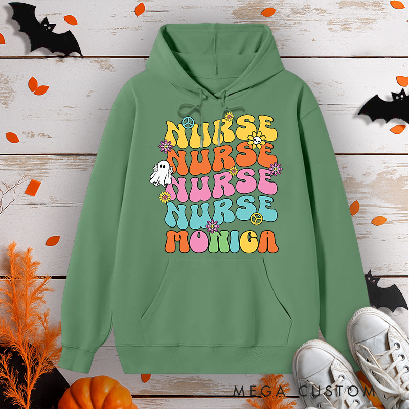 Personalized Hoodies for Nurse Customized Groovy Nurse Design Hoodies Halloween Nurse Hoodie