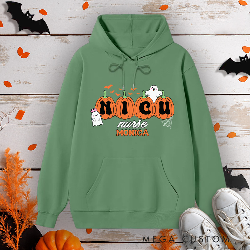 Personalized Hoodies for Nurse Customized NICU Nurse Design Hoodies Halloween Nurse Hoodie