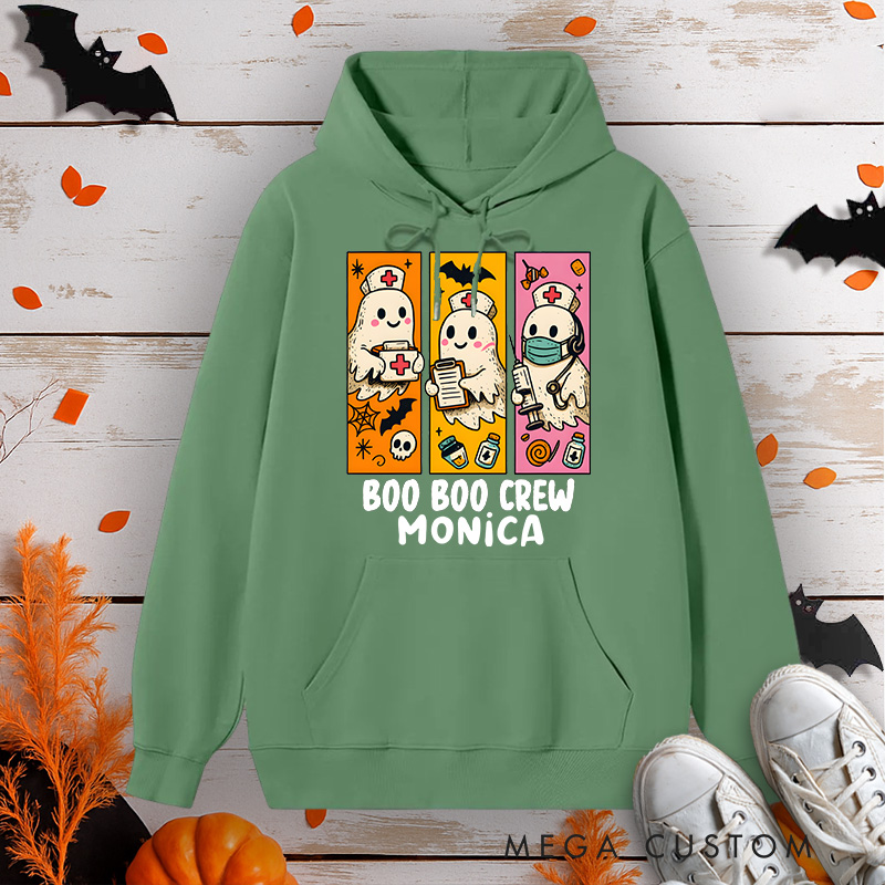 Personalized Hoodies for Nurse Customized Boo Boo Crew Cute Ghost Design Hoodies Halloween Nurse Hoodie