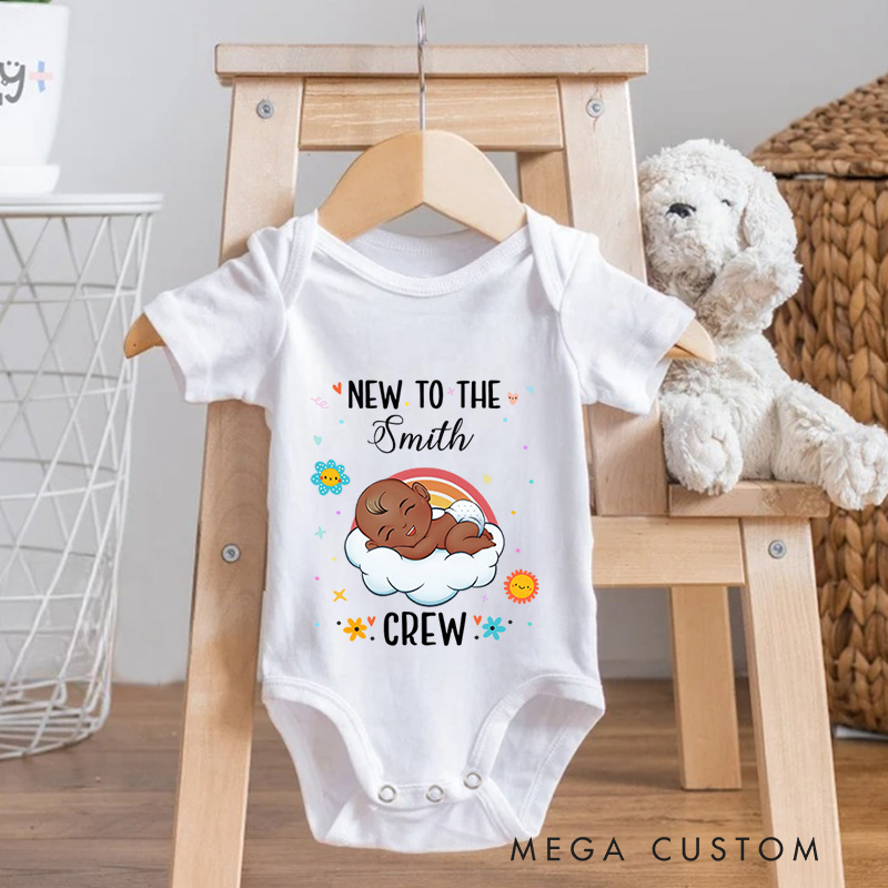 Personalized New to The Crew Baby Onesie