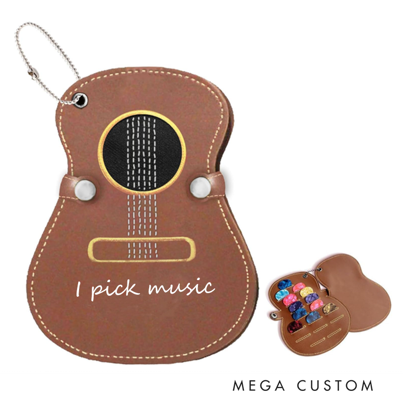 Personalized Leather Pick Bag Guitar Pick Leather Case Pick Storage Bag Gift for Music Lovers