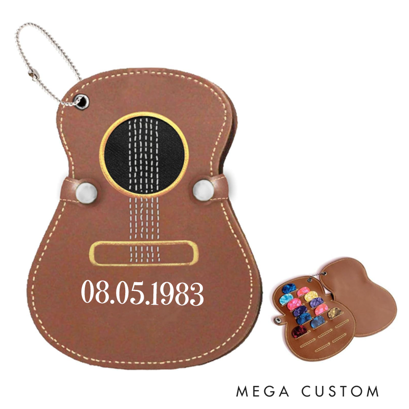 Personalized Guitar Pick Holder Custom Guitar Pick Leather Case Great Gift for Guitarists Music Lovers