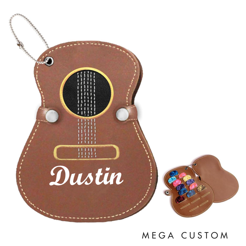 Personalized Leather Guitar Picks Guitar Shape Picks Holder Personalized Guitar Pick Case