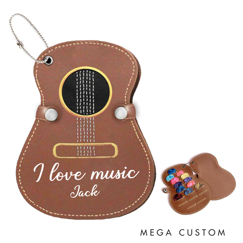 Personalized Guitar Pick Holder Custom Guitar Pick Leather Case Leather Guitar Pick Holder Guitar Pick Sleeve Case Pick Holder Bag