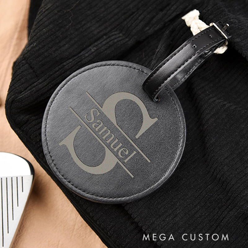 Personalized Leather Golf Bag Tag with Custom Name and Design  