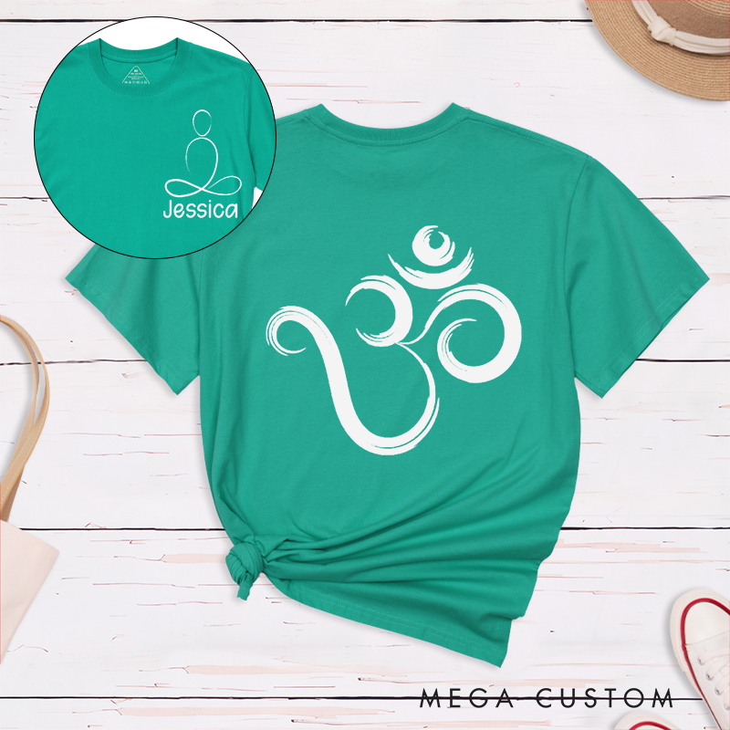 Personalized Om Symbol T-Shirt with Line Meditation Pattern Design Perfect Gift for Yoga Lover and Meditation