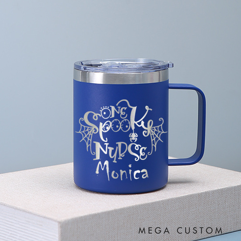  Personalized Laser Engraved Coffee Mug Custom One Spooky Nurse Design Coffee Mugs Insulated Stainless Steel Mugs