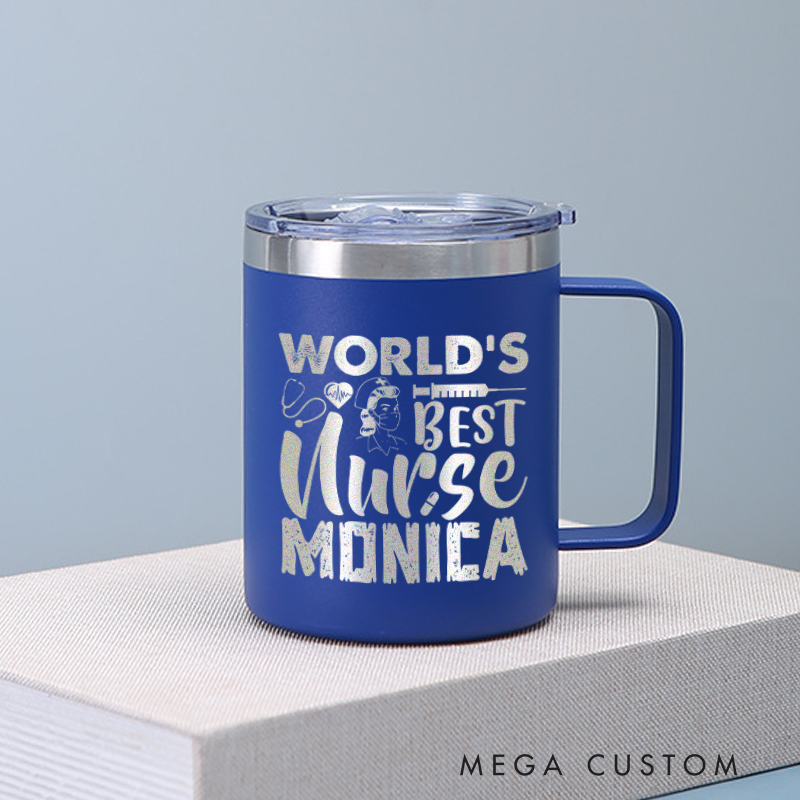 Personalized Laser Engraved Coffee Mug Custom World's Best Nurse Design Coffee Mugs Insulated Stainless Steel Mugs