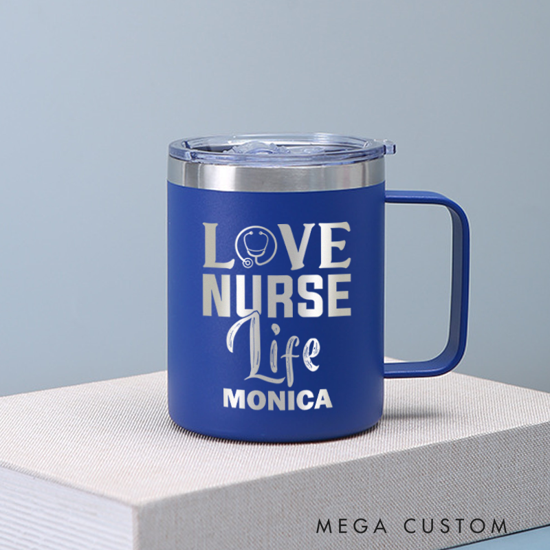 Personalized Laser Engraved Coffee Mug Custom Love Nurse Life Design Coffee Mugs Insulated Stainless Steel Mugs