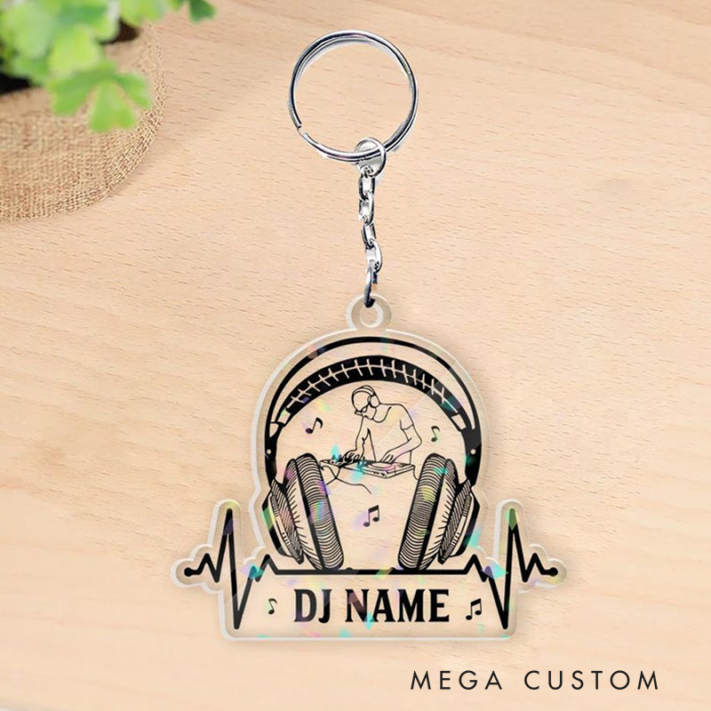 Personalized DJ Car Ornament Custom Acrylic DJ Rearview Mirror Decor Headphones Turntable Music Gift Custom DJ Gift