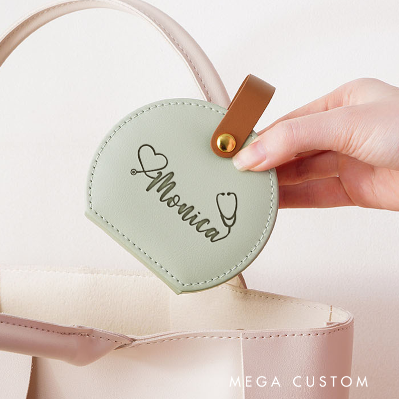 Personalized Leather Jewelry Box Engraved Heart Stethoscope Design Nurse Jewelry Travel Case Custom Jewelry Organizer Gift