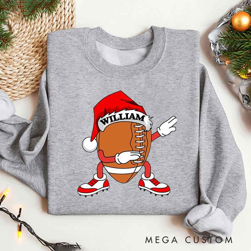Personalized American Football Christmas Sweatshirt with Custom Number for Festive Style with a Fun Twist
