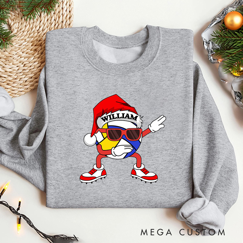 Personalized Dabbing Volleyball Christmas Sweatshirt with Custom Name