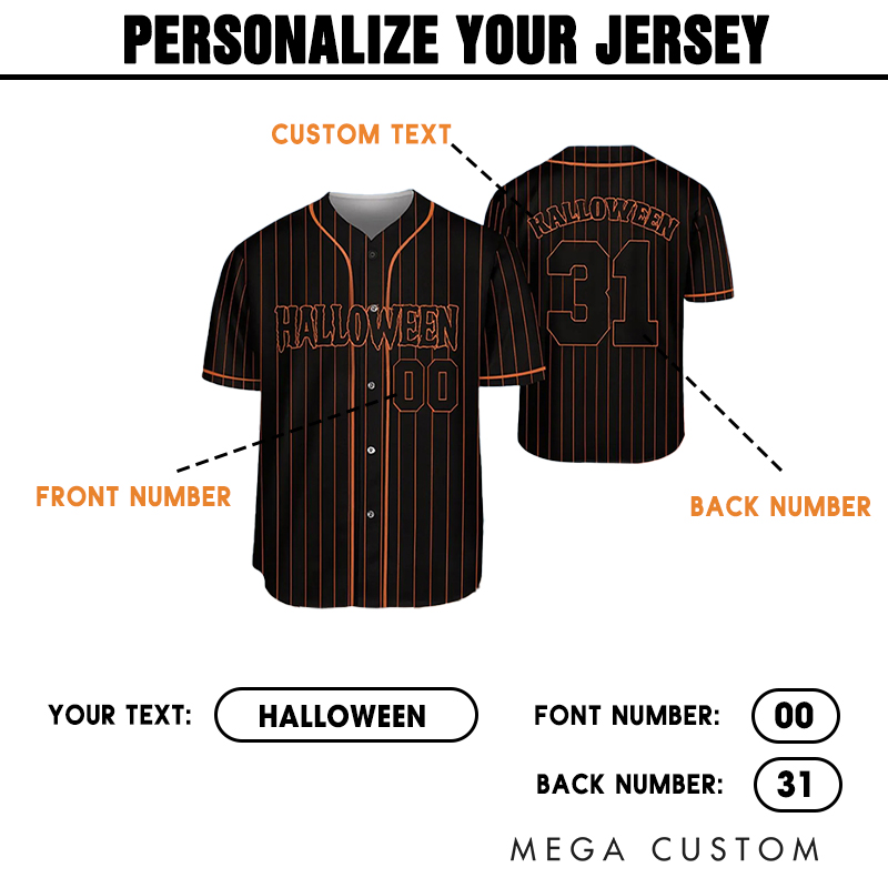 Personalized Halloween Baseball Jersey with Custom Name and Number