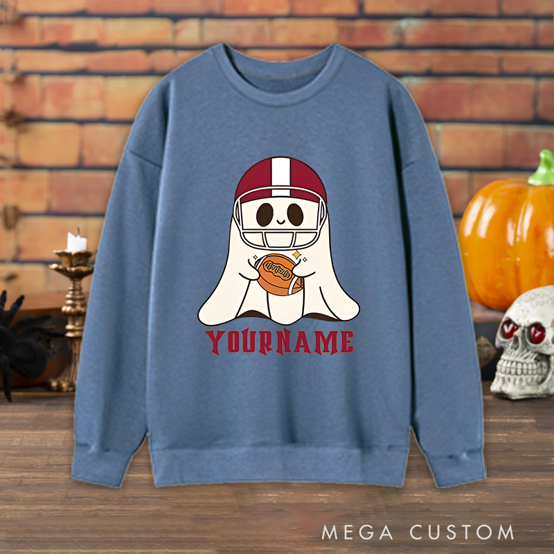 Personalized Custom Ghost Football Halloween Sweatshirt with Custom with Your Name