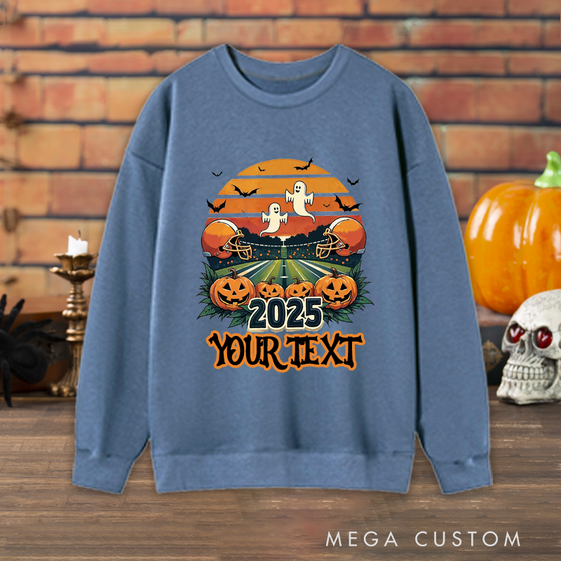 Personalized Halloween American Football Sweatshirt with Custom Your Text and Year for a Unique Touch