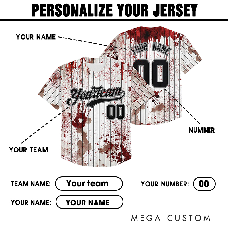 Personalized Creepy Baseball Jersey for Halloween with Customizable Text  