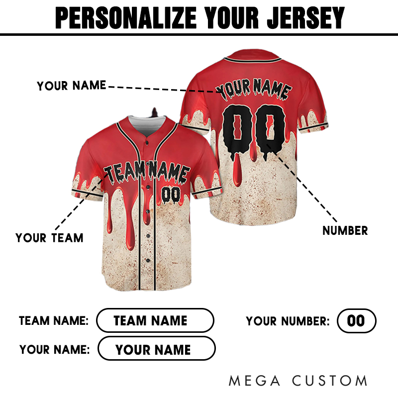 Personalized Halloween Jersey with Dripping Blood and Custom Name