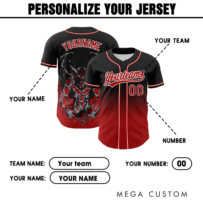 Personalized Halloween Baseball Jersey with Creepy Demon and Team Name  