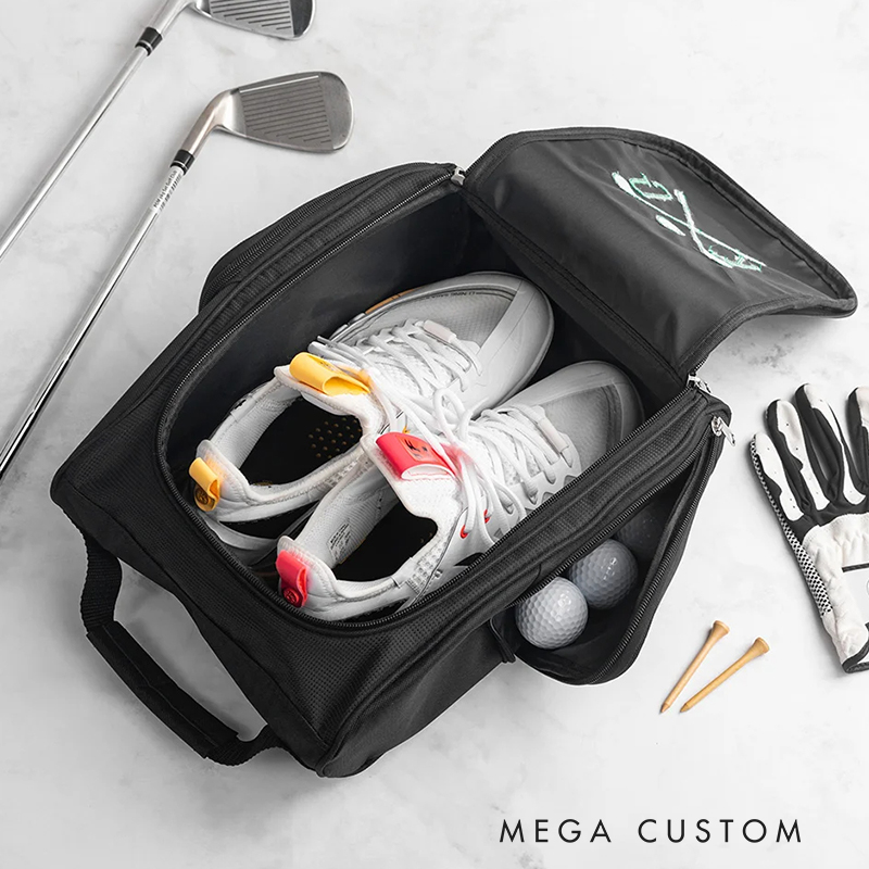 Personalized Golf Shoe Storage Bag with Elegant Embroidery Design