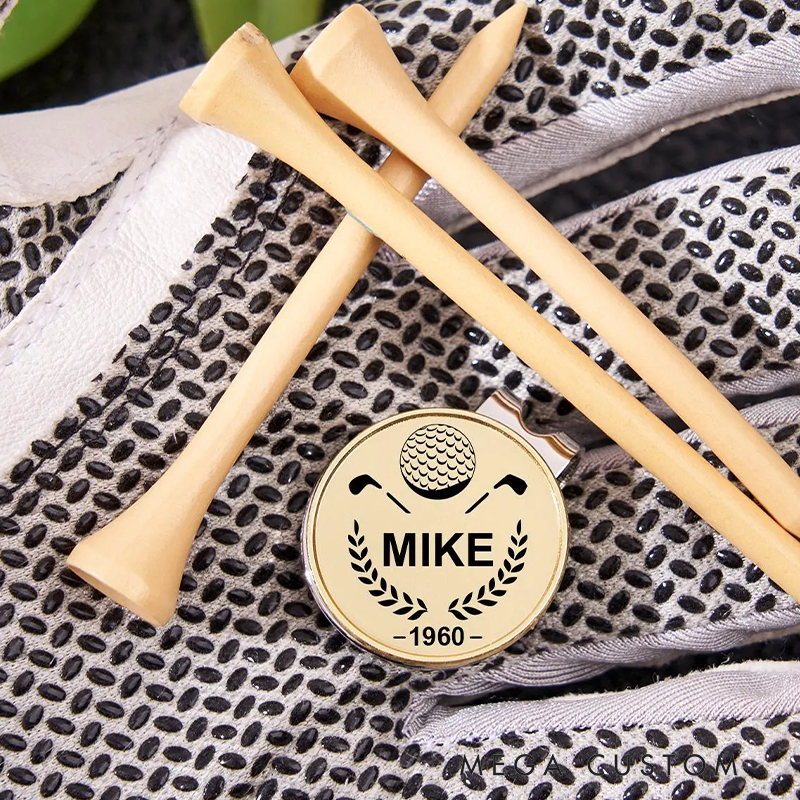 Personalized Magnetic Golf Ball Marker Featuring Name and Golf Graphics