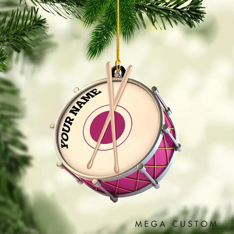 Personalized Drum Ornament for Music Lover Drum Ornaments for Christmas Tree Gift for Drummer Drummer Gifts