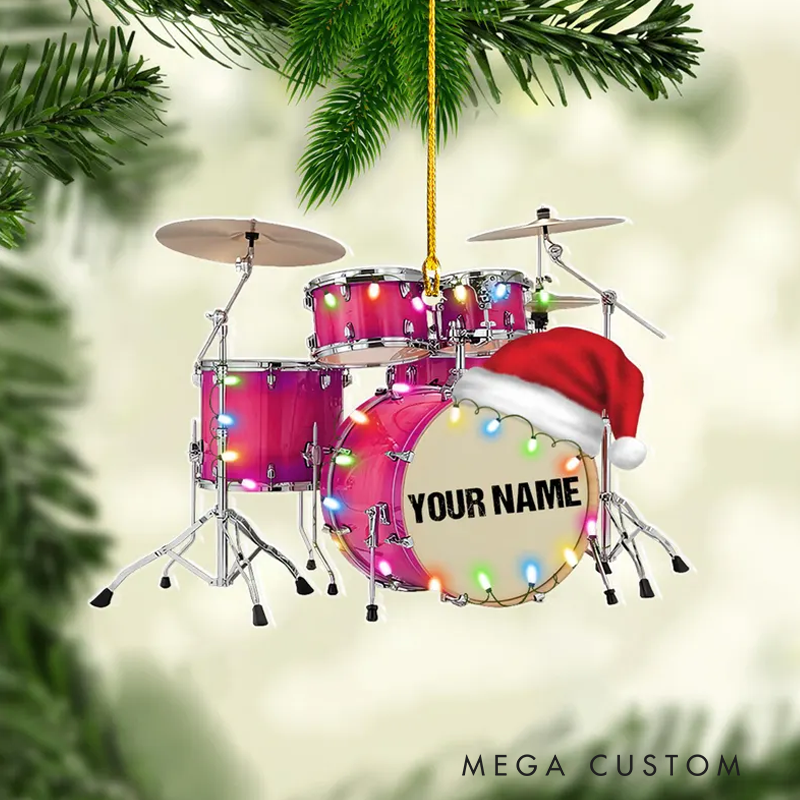 Personalized Drum Ornament for Music Lover Drum Ornaments for Christmas Tree Gift for Drummer Drummer Gifts
