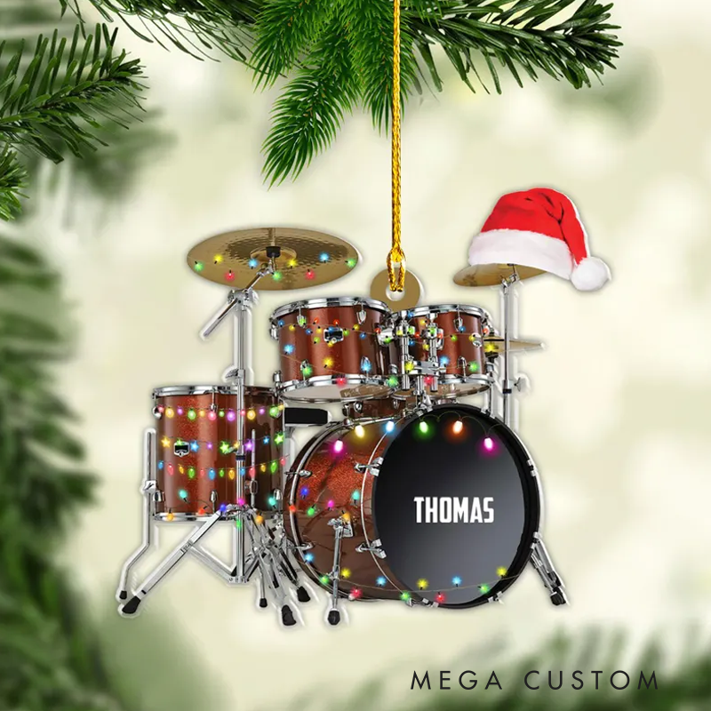 Personalized Drum Acrylic Christmas Ornament Gift for Drum Lover and Musician