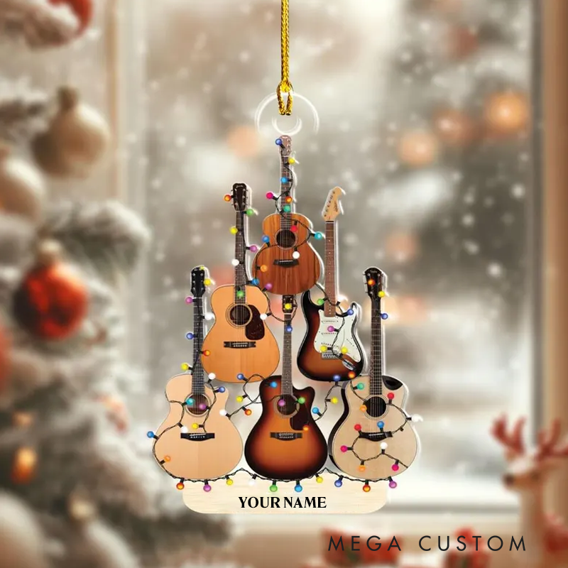 Personalized Guitar Christmas Ornament Christmas Gift for Guitar Players and Music Lovers