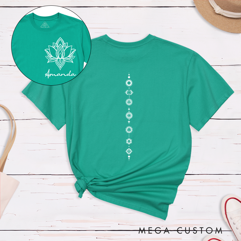 Personalized Yoga Chakra T-Shirt with Lotus and Energy Design Perfect Gift for Yoga Lover and Meditation