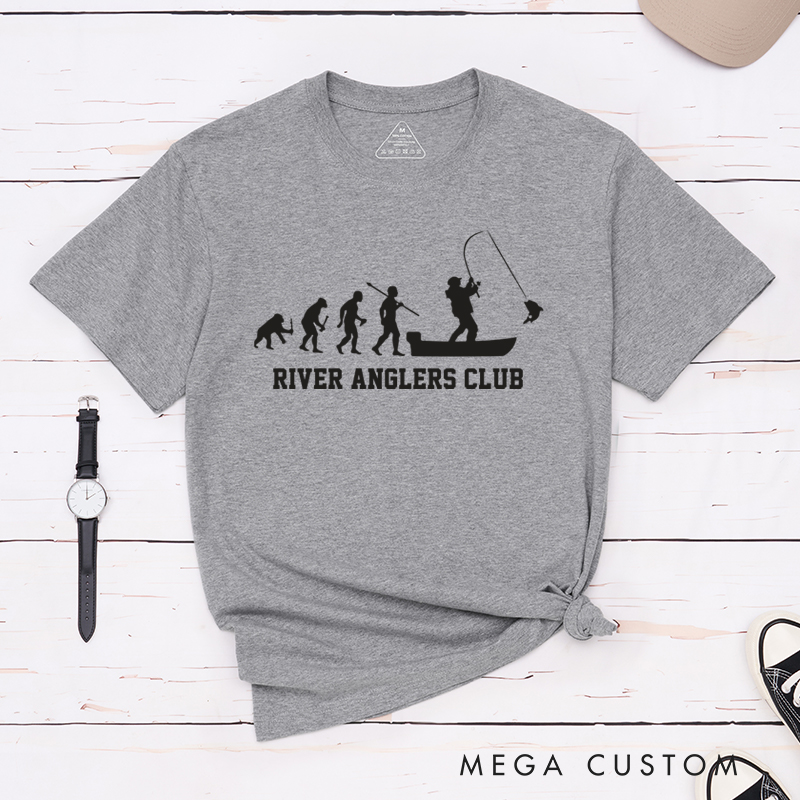 Personalized Evolution Fishing T-Shirt Perfect Gift for Fishing Enthusiasts and Club Members