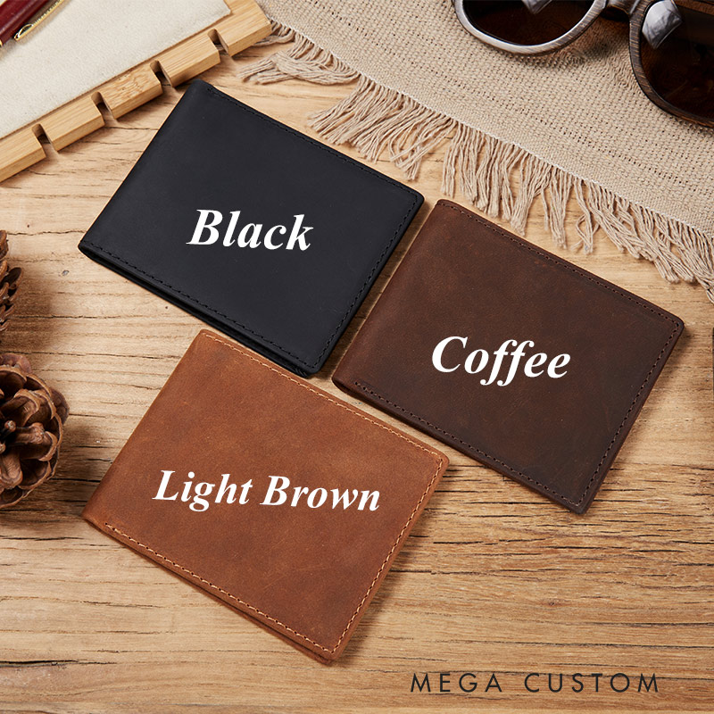 Personalized Engraved Leather Wallet for Traveling Lover Gift for Travelers