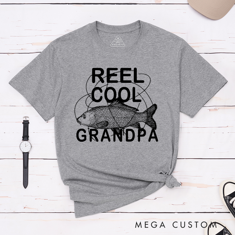 Personalized Reel Cool Fishing T-Shirt with Carp Fish Gift for Fishing Lovers Grandpa Dad Husband