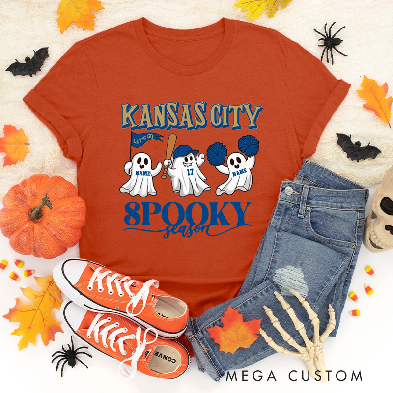 Personalized Kansas City Spooky Season T-Shirt with Custom Text  