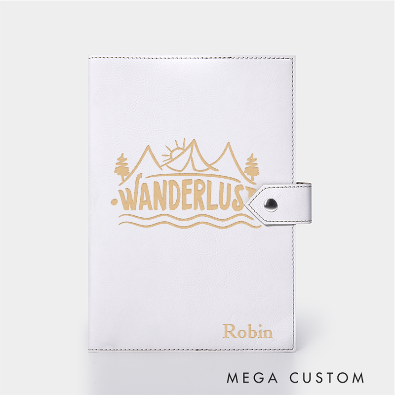 Personalized Wanderlust Leather Notebook for Traveling Lovers Leather Journal Travel Gift