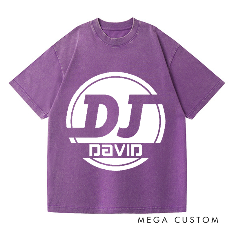 Personalized Washed T-Shirts DJ Name Music Tee