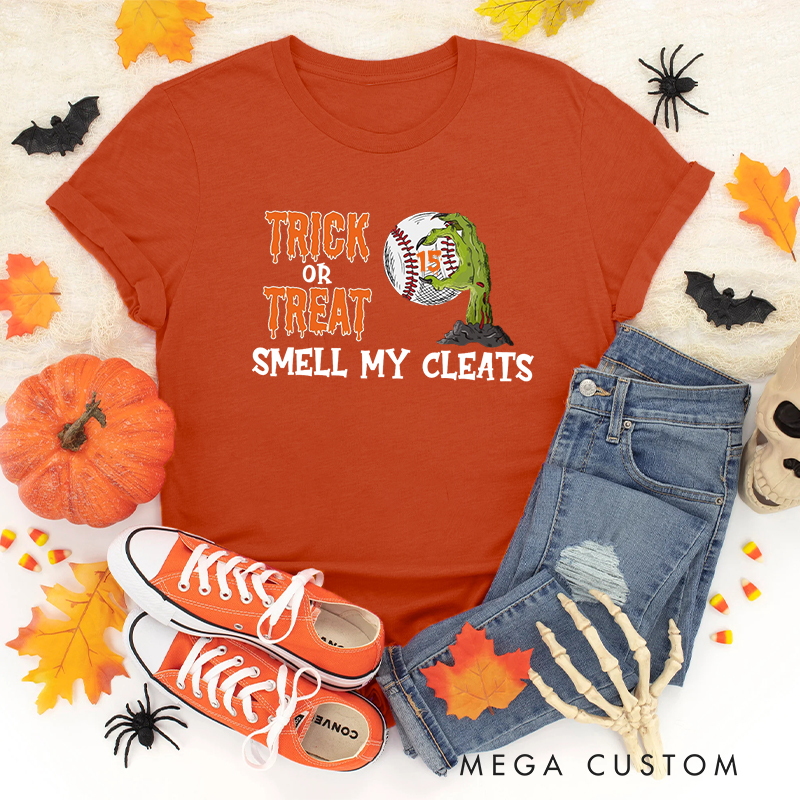 Personalized Trick or Treat Baseball T-Shirt with Custom Text 