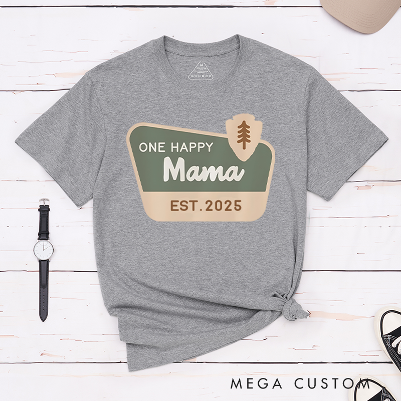 Personalized One Happy Camper Shirt Camp Mommy T-Shirt for Camping Hiking Lovers