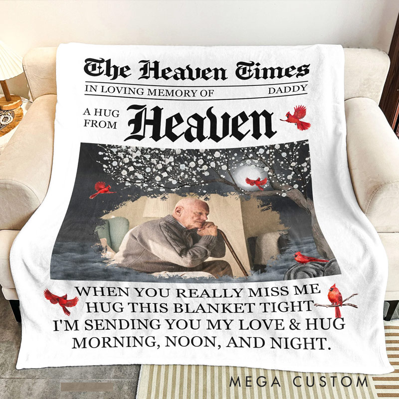 Personalized Memorial Blanket Custom Photo Remembrance Blanket The Heaven Times A Hug From Heaven Memorial Blanket